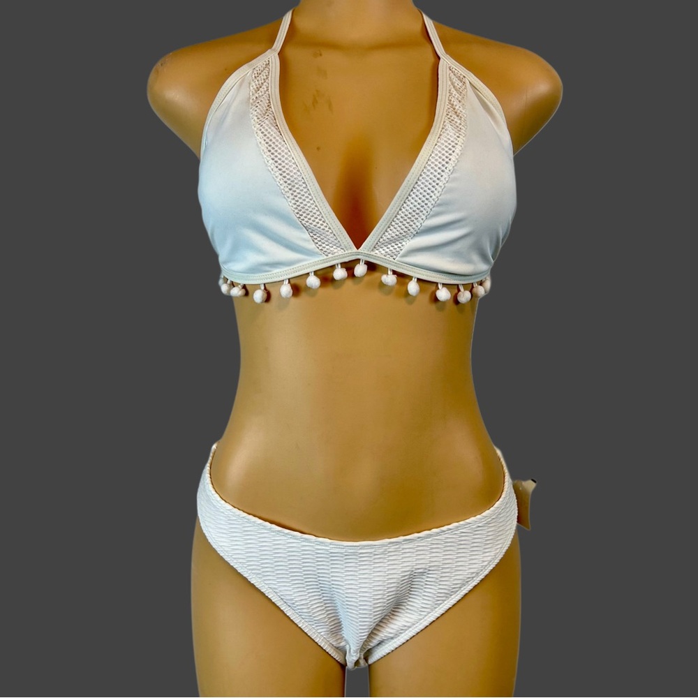 New Womens White 2 Piece Bikini Swimsuit / Large